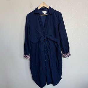 Maeve by Anthropologie Navy Corduroy Tie Waist Shirt Dress Women’s 10‎